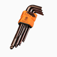 保联 内六角扳手梅花球头中长款九件套 桔色S2工业级钢