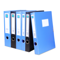 得力12只 55mm加厚大容量粘扣档案盒 A4文件盒资料盒 蓝5603