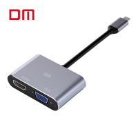 DM Type-C扩展坞USB-C转HDMI/VGA转接头4K高清投屏拓展坞 华为苹果电脑MacBook投屏转换器