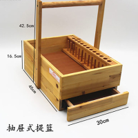 超创 木质手提式试剂提篮 物理化学生物小学科学实验室提篮 试剂瓶托盘教学仪器实验器材教具 带试管架