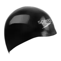 Speedo 3D智感贴合 护发耐用 训练竞赛竞速 专业比赛 鲨鱼皮泳帽 黑/银色 S码