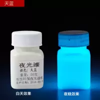 臻蒂 夜光漆荧光涂料夜跑银河系水性夜光发光涂料粉漆夜光颜料 天蓝 100g