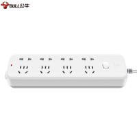 公牛(BULL)新国标GN-B5440全长1.8八位总控开关带儿童保护门插座/排插/接线板/拖线板/白色