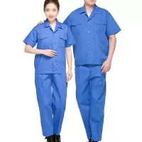 安赛瑞(SAFEWARE)夏季短袖劳保服套装(含裤子)蓝色 XXL码 ZM