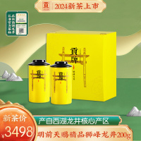 贡牌茶叶2024新茶预售 明前天赐精品级西湖龙井绿茶引龙韵礼盒200g