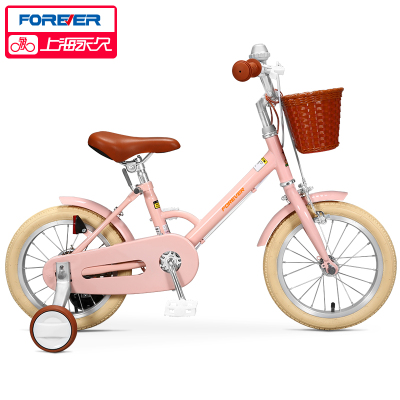 2021新款上海永久牌儿童自行车小孩男女童公主款14-16寸脚踏单车FZ401