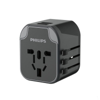 飞利浦 PHILIPS SPS1001A黑 旅行插座，2USB2.4A+英标美标澳标欧标转换插头，无线插排黑色.