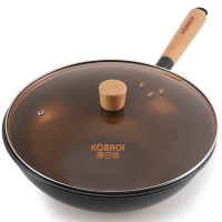 康巴赫CZH34A1-34cm高级橡木手把锅少油烟无涂层精锅电磁炉燃气通用