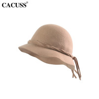 CACUSS 女士礼帽秋冬渔夫帽保暖圆顶羊毛 L0158 LN