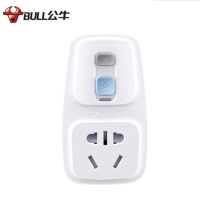 公牛(BULL)GN-920LD一位新国标防漏电保护插头16A热水器空调大功率无线接线板插头转换插头白色 (单位:件)