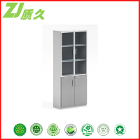 质久 文件柜/书柜/资料柜800*400*2000宝马灰铝材+米白+灰波纹板
