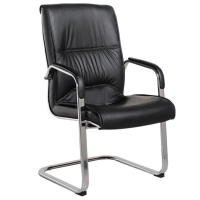 易企采 办公家具皮质办公弓形椅靠背职员电脑椅会议椅子办公室椅弓形会客转椅固定扶手麻将皮椅培训椅经理办公椅