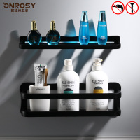 免打孔置物架浴室用品卫生间沐浴露镜前洗漱台黑色太空铝收纳架