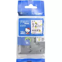 兄弟(brother)(WB)TZe-HP31 12mm 粉底黑字 卡通色带;HelloKitty底纹色带