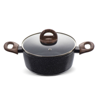 乐扣乐扣 双耳麦饭石色汤锅 不粘锅炖锅 煲汤锅锅煮 电磁炉通用 LBU1202带盖2.1L