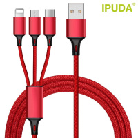 IPUDA 爱浦达 X3 一拖三数据线 红色