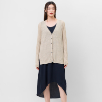 鄂尔多斯 | ERDOS春夏V领长袖螺纹肌理轻薄女式针织衫