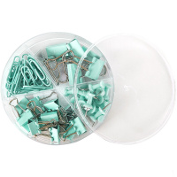 得力(deli)时尚办公票夹套装(3#回形针30枚+工字钉20枚+5#票夹7枚+6#票夹15枚) 浅蓝78554.