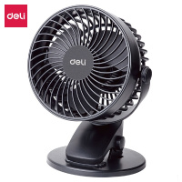 得力(deli)USB桌面风扇 两档风速学生宿舍小风扇 可360度旋转台夹扇/电风扇 黑.