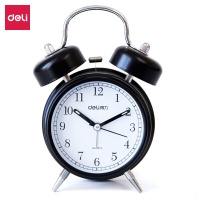 得力(deli)金属低噪音夜光闹钟 儿童闹钟 颜色随机.