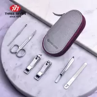 777(THREE SEVEN)指甲刀套装指甲剪指甲钳修剪指甲工具礼物礼品6件套TSM-714灰色