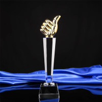 小号水晶奖杯树脂工艺品创意礼品奖杯五角星大拇指