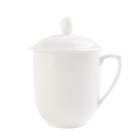 XHS 瓷茶杯带盖子开会商务会议办公陶瓷水杯