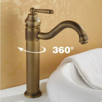 ZEBRA 全铜欧式仿古水龙头 冷热水 可旋转 高度330mm