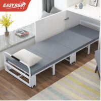 企购优品 豪华折叠午休床行军床办公室午睡床沙发床入柜式四折床-灰色70cm-带柜子