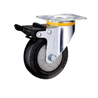 常成 B5-3寸平底塑料双刹黑色高弹力天然橡胶脚轮中型万向轮4个装/套 B5-12C75-61D