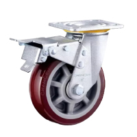 常成 C4-6寸平底双刹重型枣红色聚氨酯(PU)脚轮 万向轮 4个装/套 C4-12A150-32A