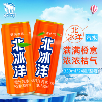 北冰洋老北京橙汁/桔汁汽水易拉罐果汁整箱330ml*24罐 X