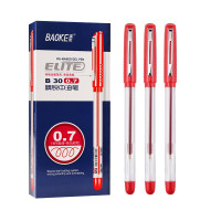 宝克(baoke) B-30 圆珠笔0.7mm 圆珠笔速干中油笔 耐磨球型笔头透明笔杆防撞式 12支/盒 单盒价格