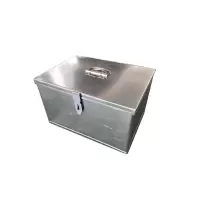 加盖子铁皮箱子金属带锁钱箱白铁箱