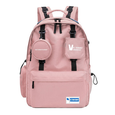维多利亚旅行者(VICTORIATOURIST)女士双肩包 休闲旅行背包 大容量电脑数码包 校园情侣款 V2109粉色