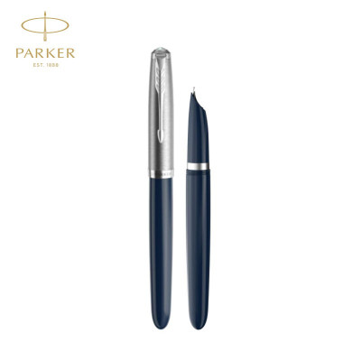 派克(PARKER)钢笔 51系列贝尔游骑蓝白夹墨水笔 不锈钢笔尖 书写F尖0.5mm