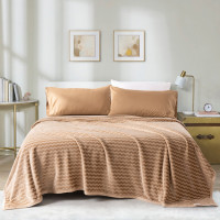 芳恩家纺 FN-T9008-1 牛奶绒纯色提花毯 夏季空调毯子加厚法兰绒毛毯床单 驼色 200*230