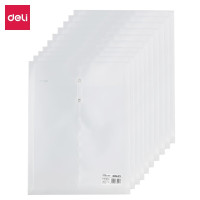 得力 透明丝印按扣公文袋A4 (白) 十只装 5511A
