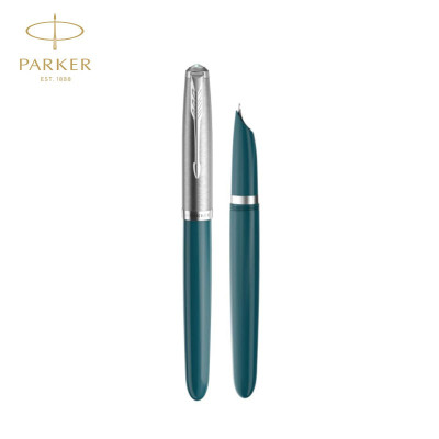 派克(PARKER)钢笔 51系列格鲁曼青白夹墨水笔 不锈钢笔尖 书写F尖0.5mm
