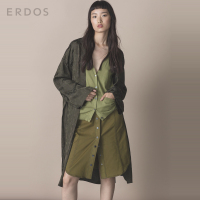 鄂尔多斯轻薄V领梅花图案长款女士风衣外套