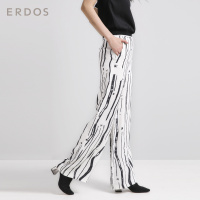 鄂尔多斯轻薄条纹宽松真丝女休闲裤阔腿裤