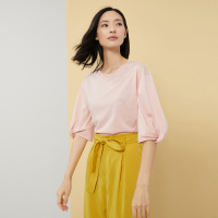 鄂尔多斯 | 1980春夏纯棉小落肩圆领短袖女式T恤