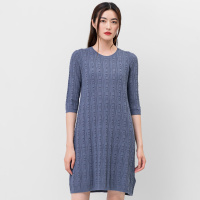 鄂尔多斯 | 1980春夏圆领镂空中袖女连衣裙