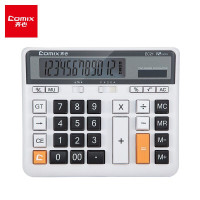 齐心 12位双电源大台电脑按键桌面办公计算器 EC21