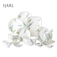亿嘉IJARL 格拉32件套 创意中式餐具陶瓷餐盘套装平盘浅盘碟子家用菜盘米饭碗碗碟组合格拉系列