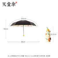 天堂伞50107 遮阳伞防紫外线太阳伞五折口袋遮阳伞YOUNG水果系列雨伞MINI黑胶防晒伞 西柚 50cm*