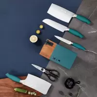 张小泉 家用厨房刀具套装六件套刀 切菜刀切片刀切肉刀斩骨刀剁骨刀多用小厨刀水果刀剪刀带磨刀器 套刀