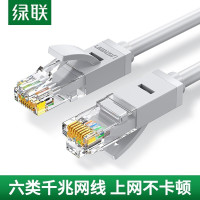 绿联20176六类网线CAT6类千兆网线 工程家用监控电脑宽带网络连接线8芯双绞成品跳线八芯非屏蔽跳线灰色圆线 3米