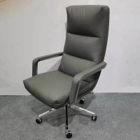 中意家具(ZHONGYI OFFICE FURNITURE)黑牛皮椅 简约现代高档真皮办公椅