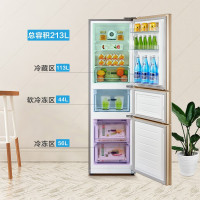 美的(Midea)冰箱213升三门冰箱 节能静音小冰箱 BCD-213TM(E)阳光米